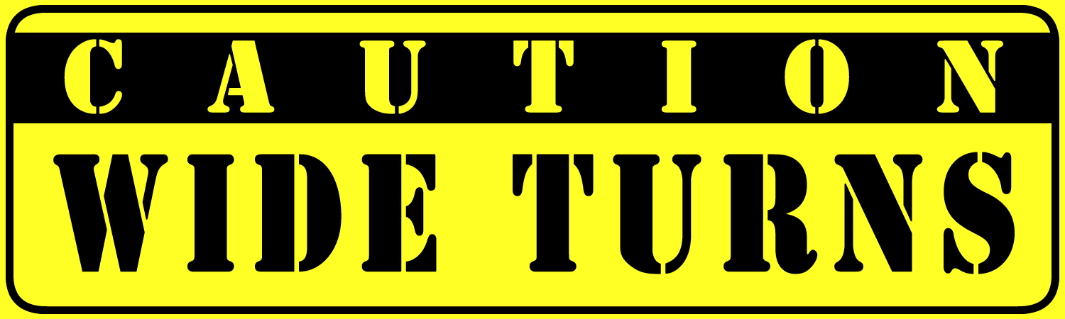 Caution Wide Turns Bumper Sticker, Magnet or Window Cling