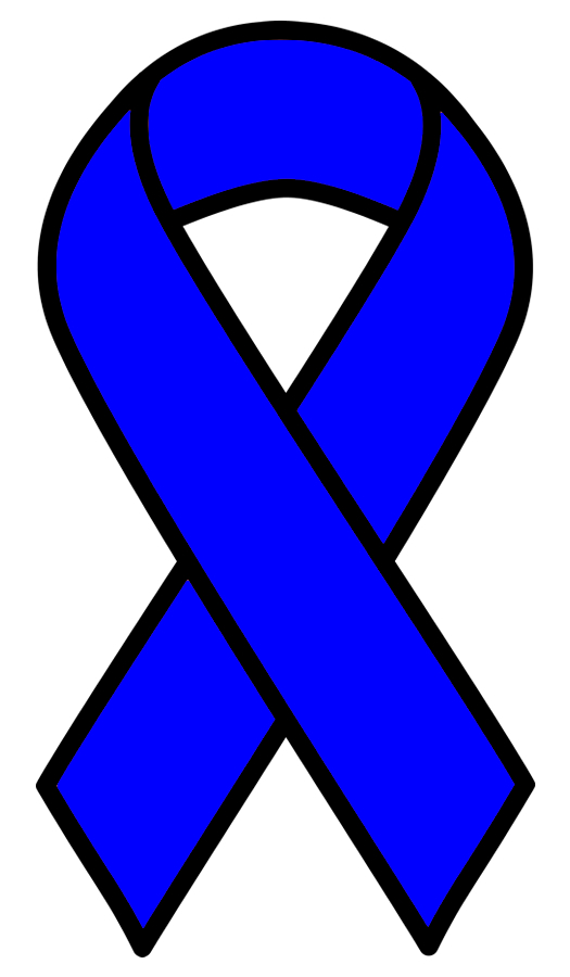 Cancer Ribbon Blue Vinyl Bumper Sticker, Window Cling or Bumper Sticker Magnet in UV Laminate Coating