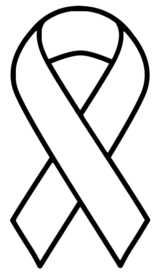 Cancer Ribbon White Vinyl Bumper Sticker, Window Cling or Bumper Sticker Magnet in UV Laminate Coating