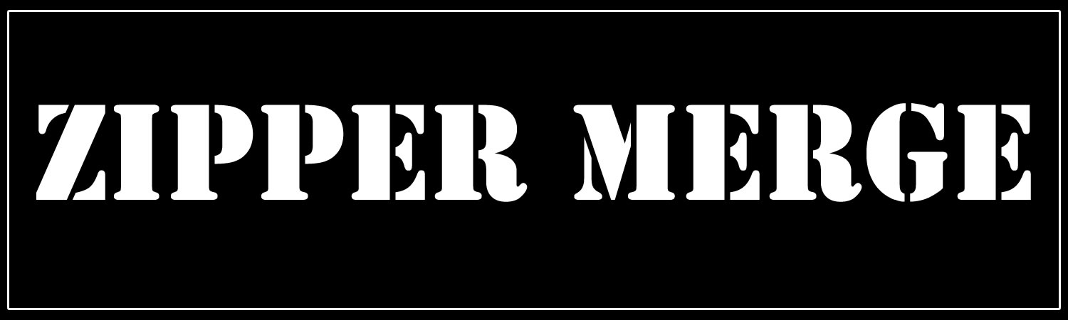 Zipper Merge Vinyl Bumper Sticker, Window Cling or Bumper Sticker Magnet in UV Laminate Coating