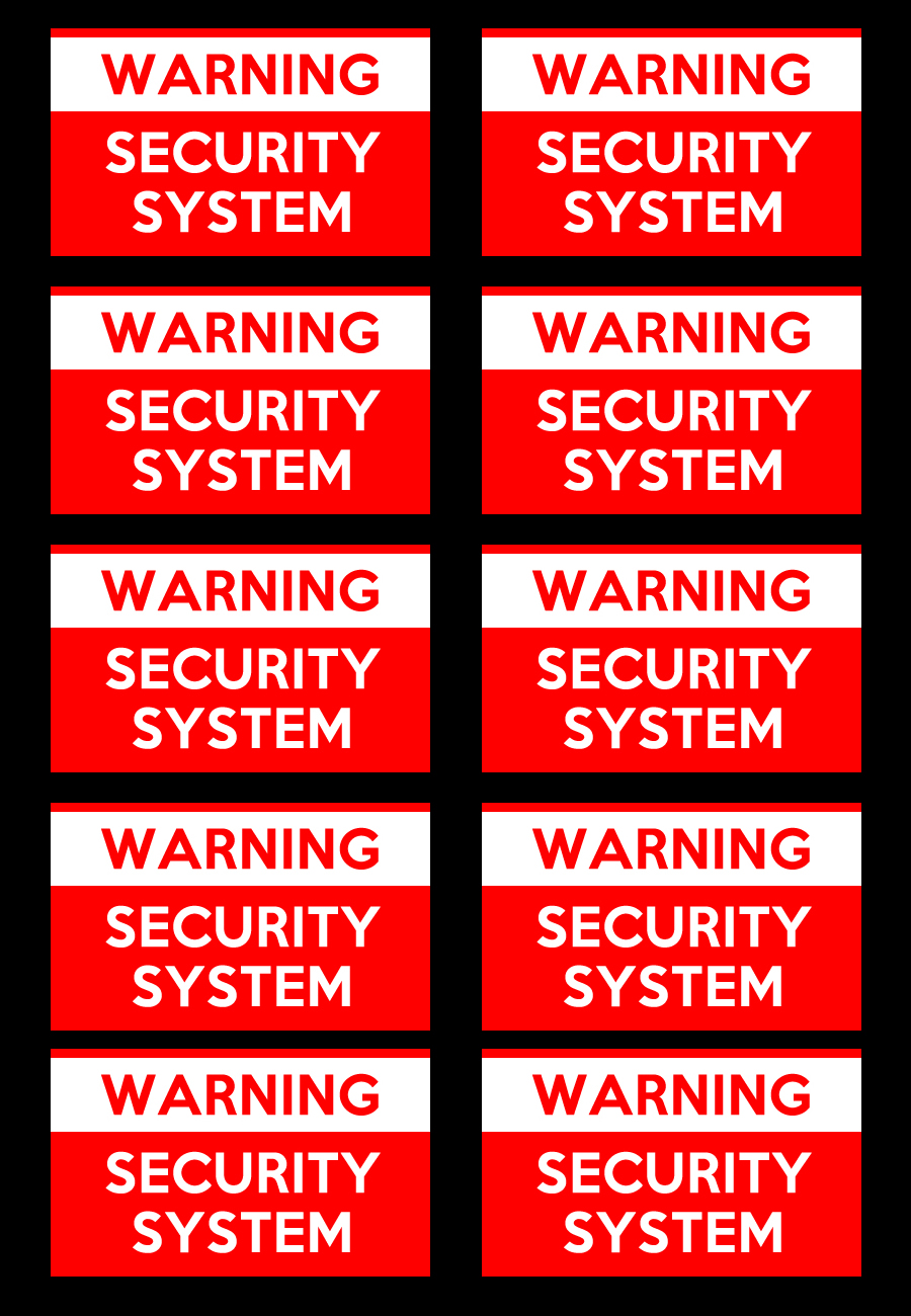 10X Warning Security System Stickers
