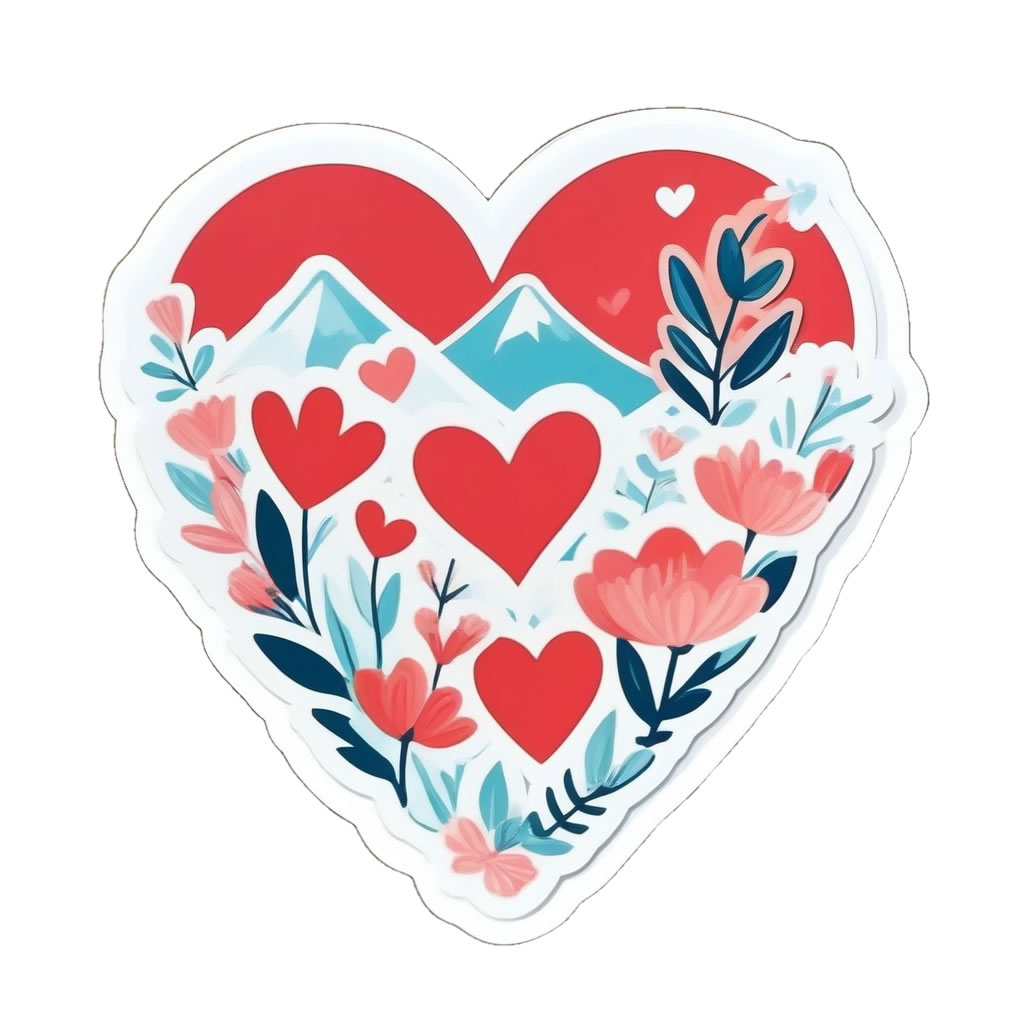 Heart Shaped Scenic Vinyl Bumper Sticker  Window Cling or Bumper Sticker Magnet in UV Laminate Coating