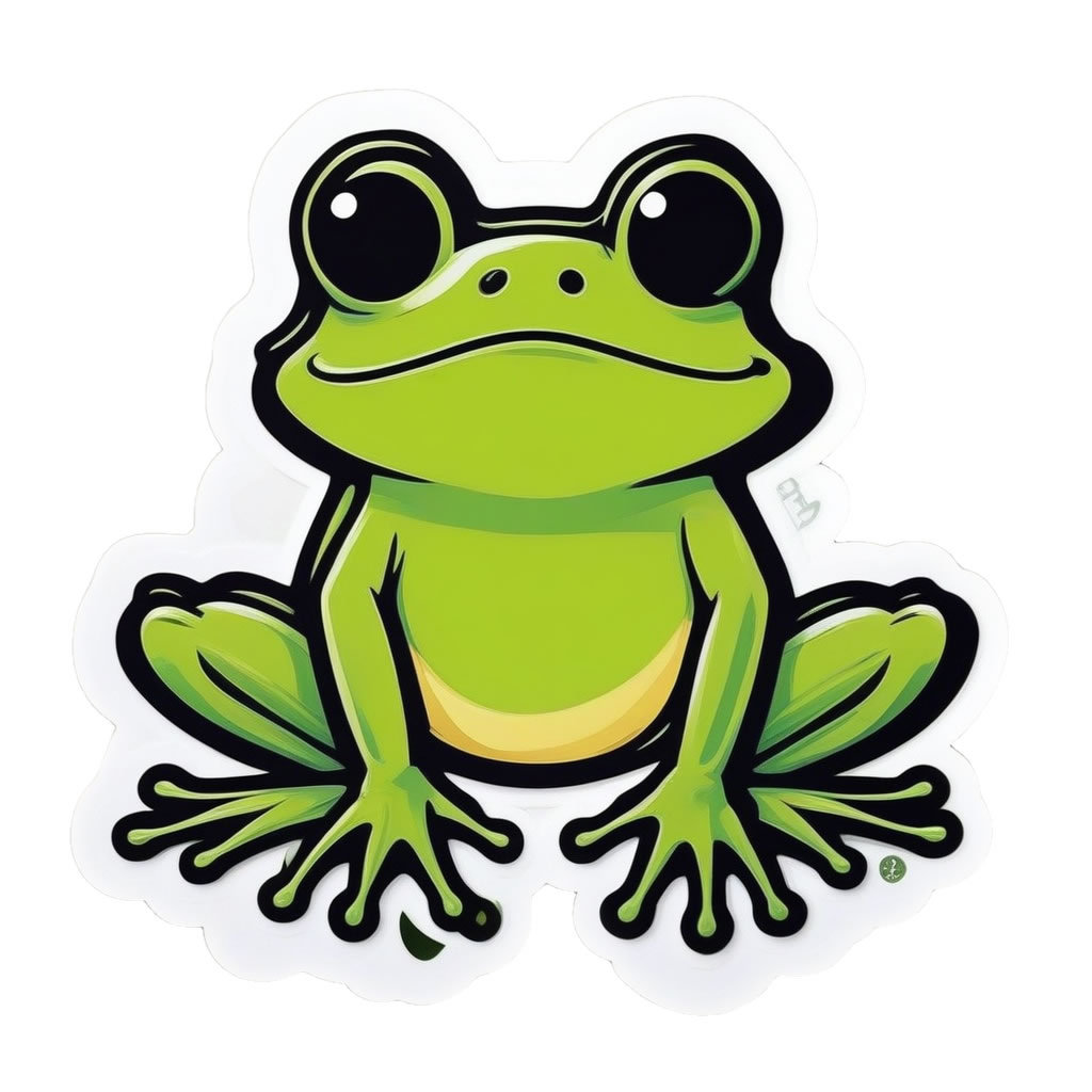 Frog Vinyl Bumper Sticker  Window Cling or Bumper Sticker Magnet in UV Laminate Coating