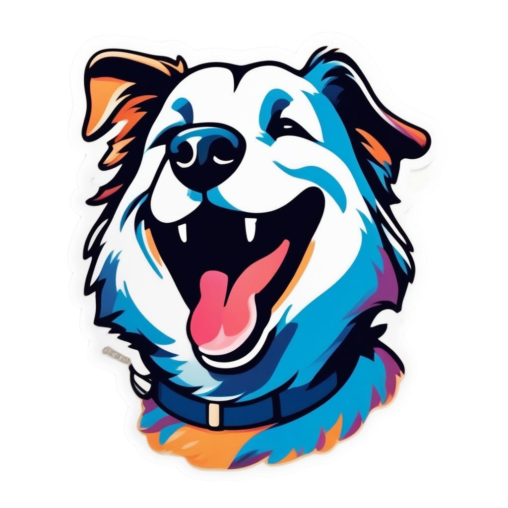 Happy Dog Vinyl Bumper Sticker  Window Cling or Bumper Sticker Magnet in UV Laminate Coating