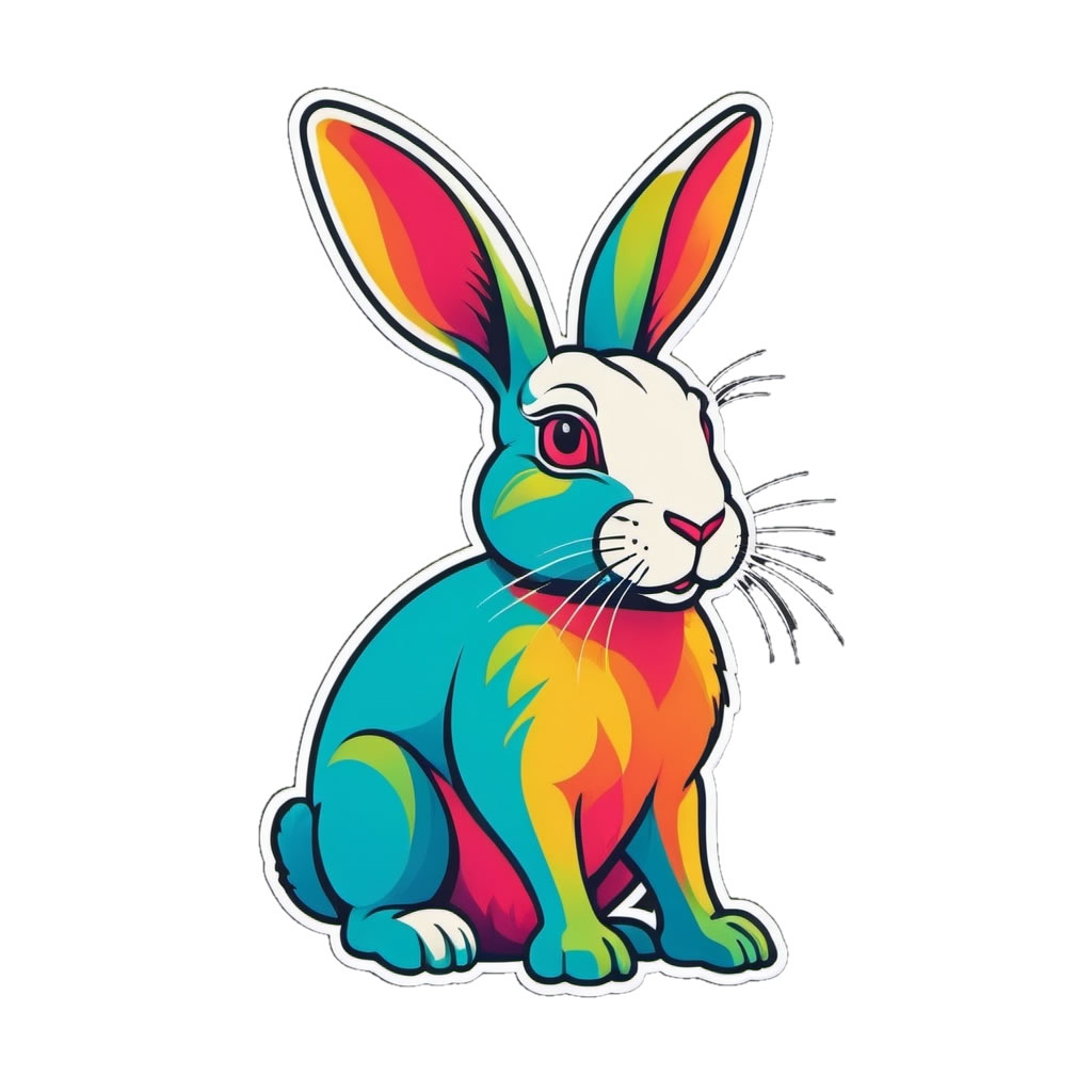 Rabbit Vinyl Bumper Sticker  Window Cling or Bumper Sticker Magnet in UV Laminate Coating