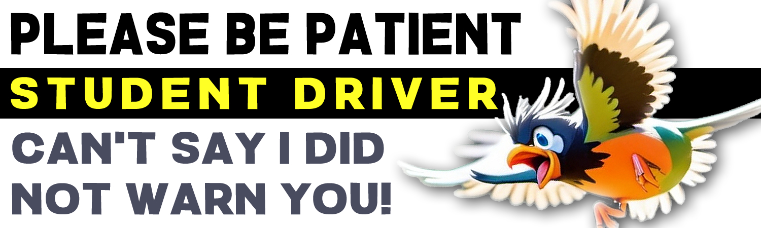 Please Be Patient Student Driver Can t Say I Did Not Warn You Vinyl Bumper Sticker  Window Cling or Bumper Sticker Magnet in UV Laminate Coating