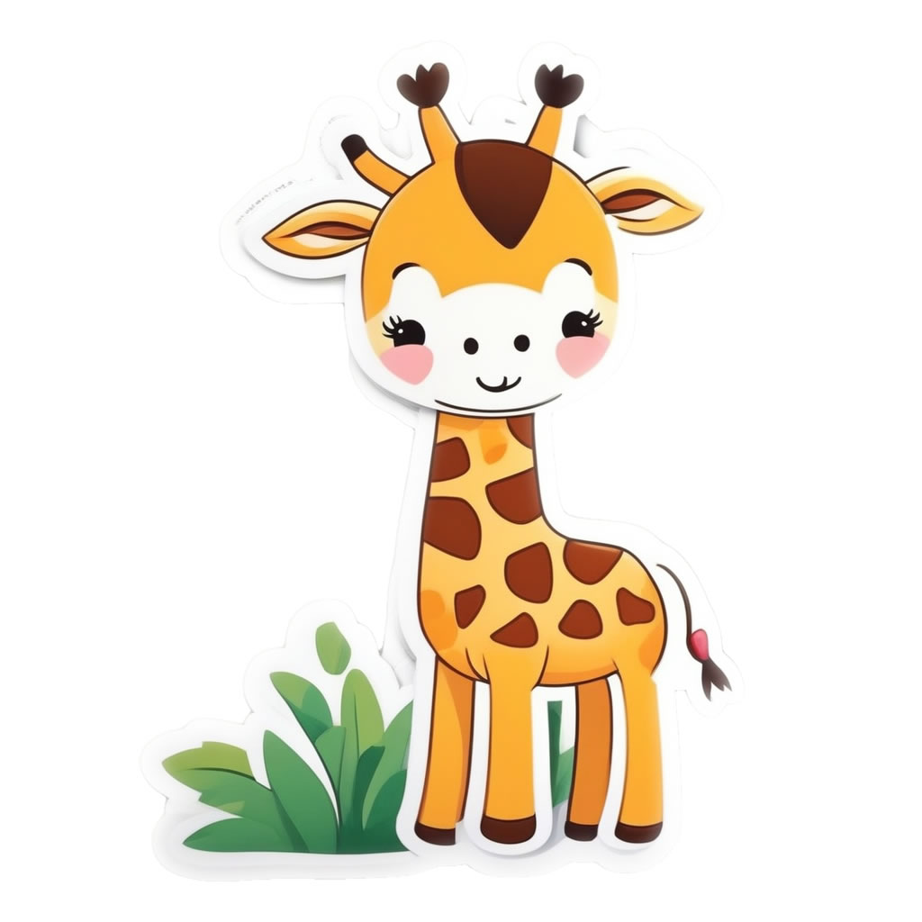 Cute Giraffe Vinyl Bumper Sticker  Window Cling or Bumper Sticker Magnet in UV Laminate Coating