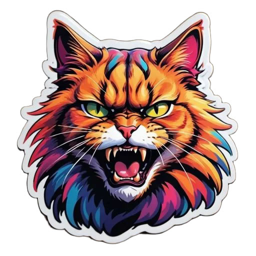 Hissing Cat Sticker Magnet