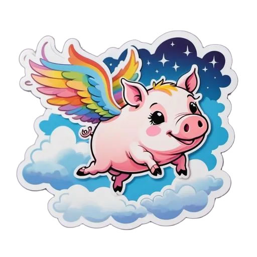 Flying Pig with Rainbow Wings Magnet