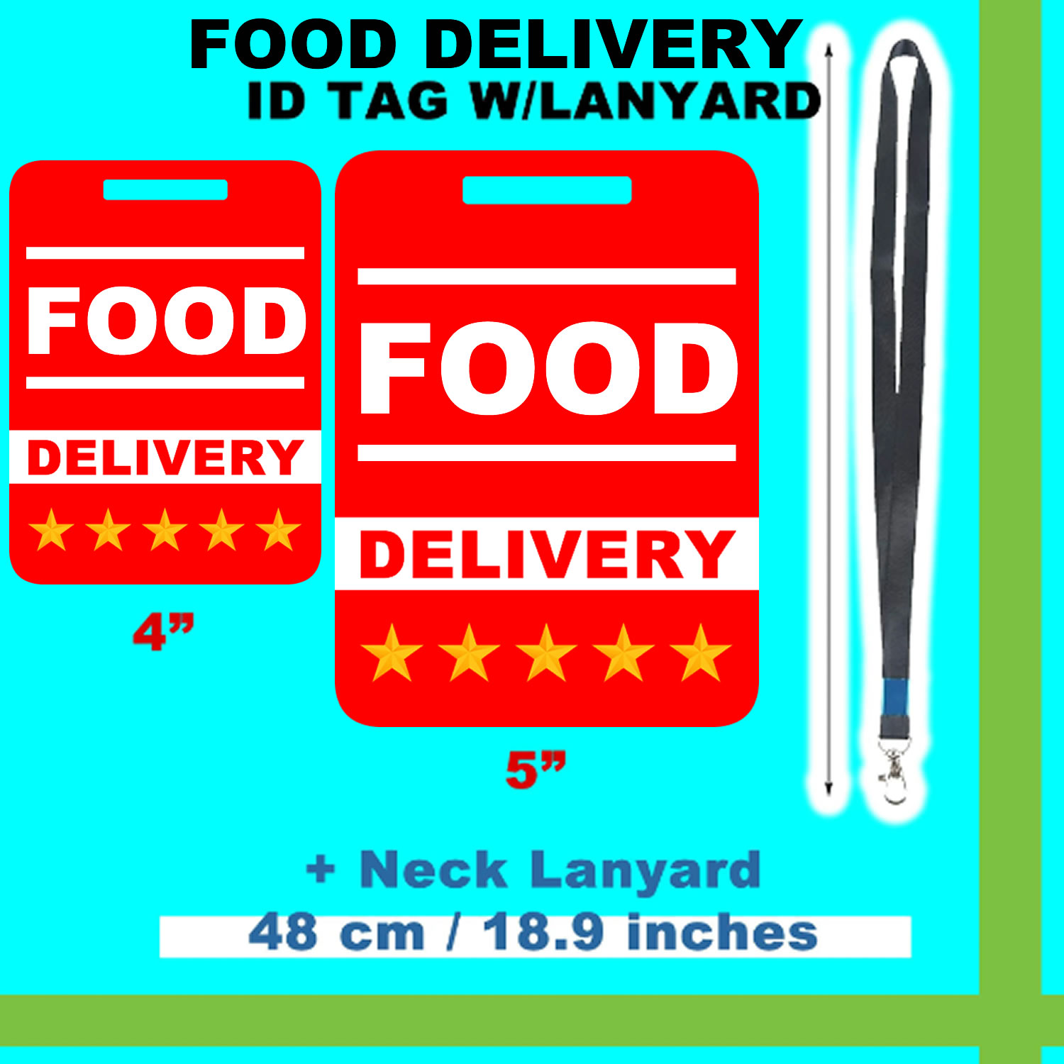 Food Delivery Mylar Sign with Lanyard 