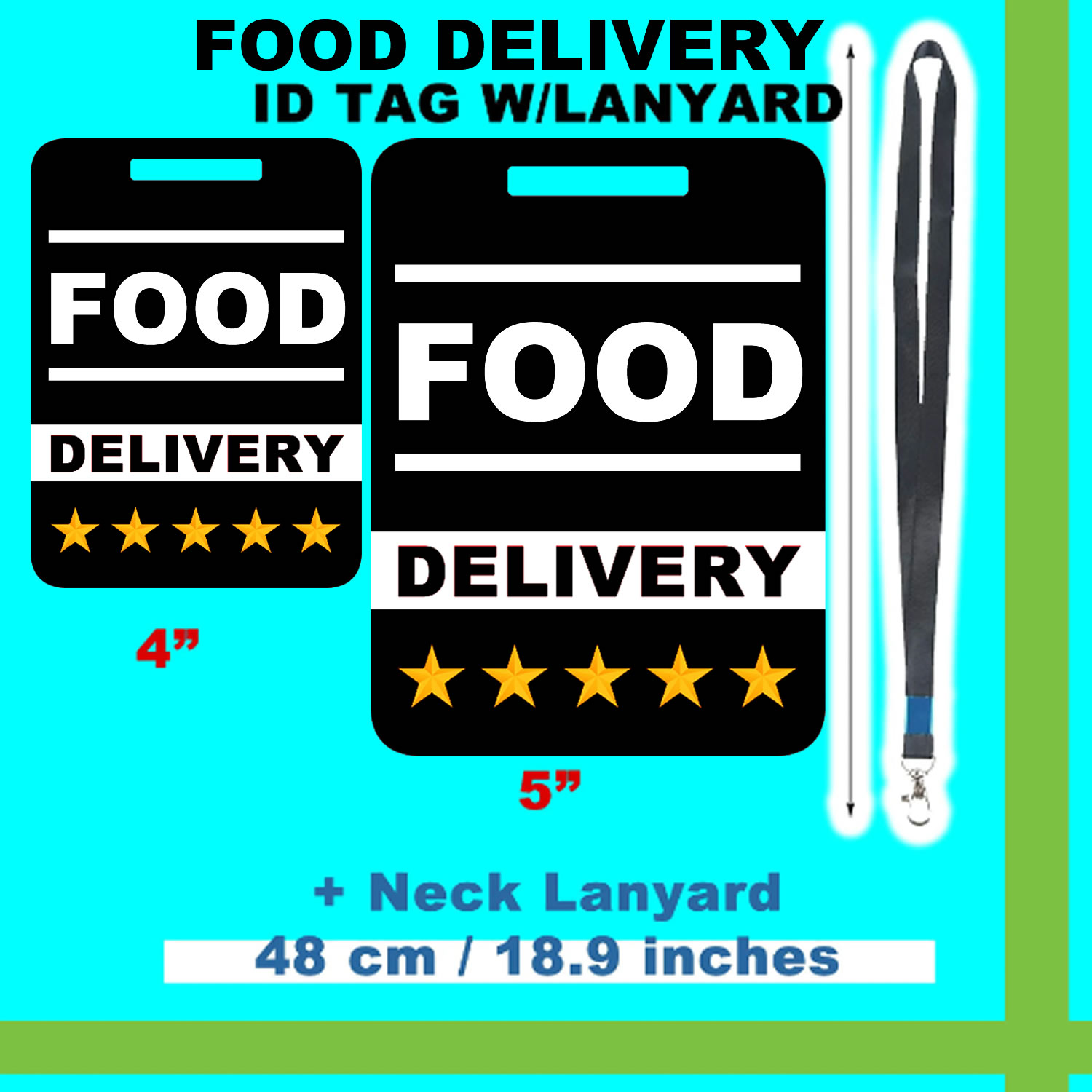 Food Delivery Mylar Sign with Lanyard 