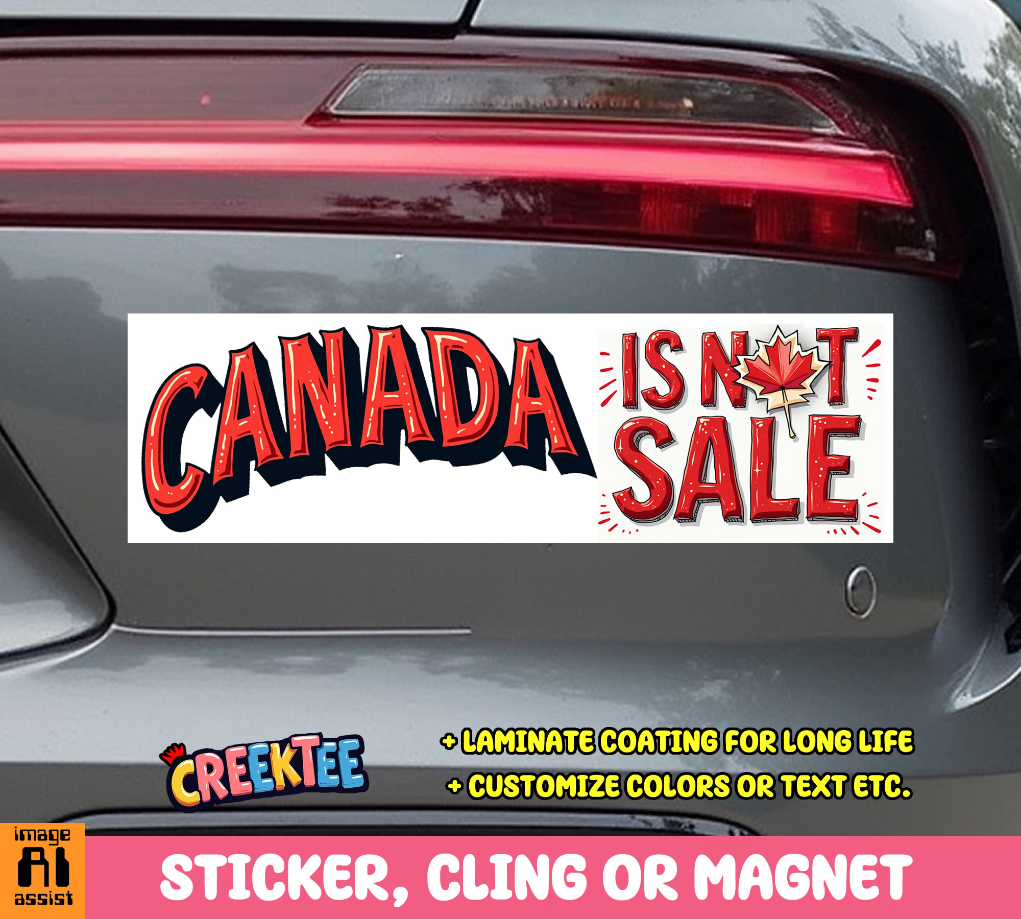 Canada is Not for Sale Vinyl Bumper Sticker  Window Cling or Magnet in UV Laminate Coating and Various Sizes