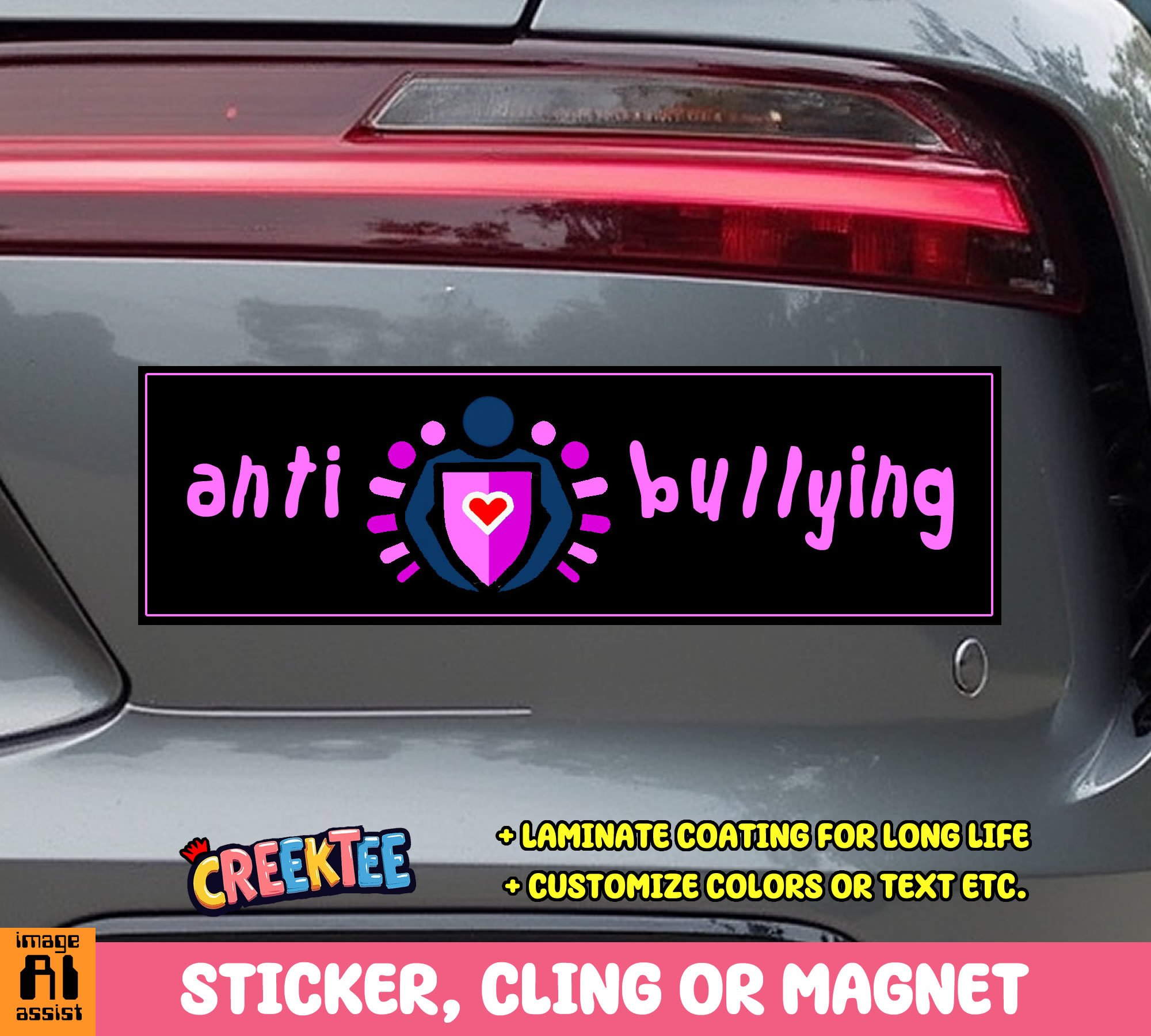 Anti bullying Vinyl Bumper Sticker  Window Cling or Bumper Sticker Magnet in UV Laminate Coating