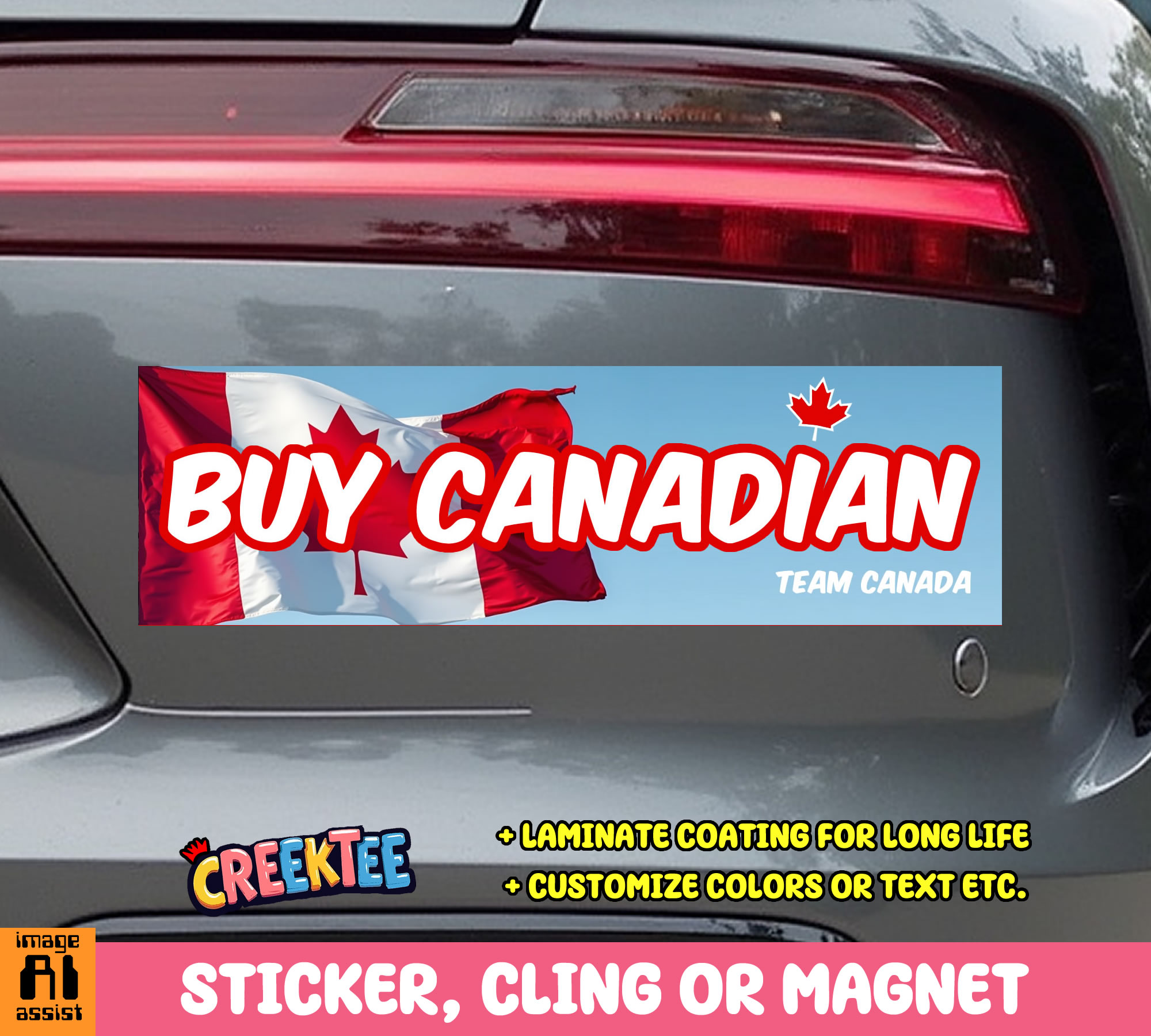 Buy Canadian Vinyl Bumper Sticker  Window Cling or Bumper Sticker Magnet in UV Laminate Coating