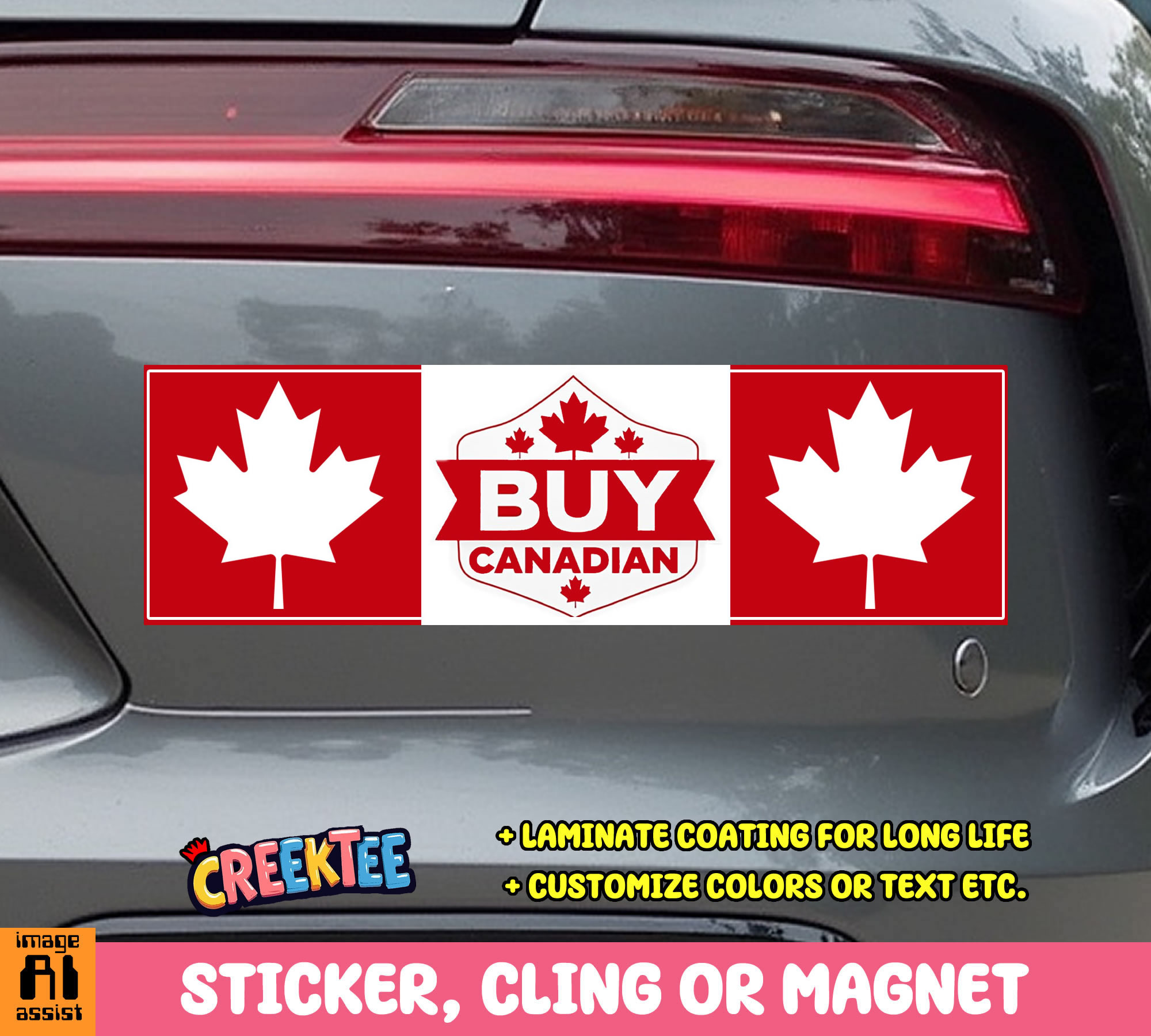 Buy Canadian Vinyl Bumper Sticker  Window Cling or Bumper Sticker Magnet in UV Laminate Coating