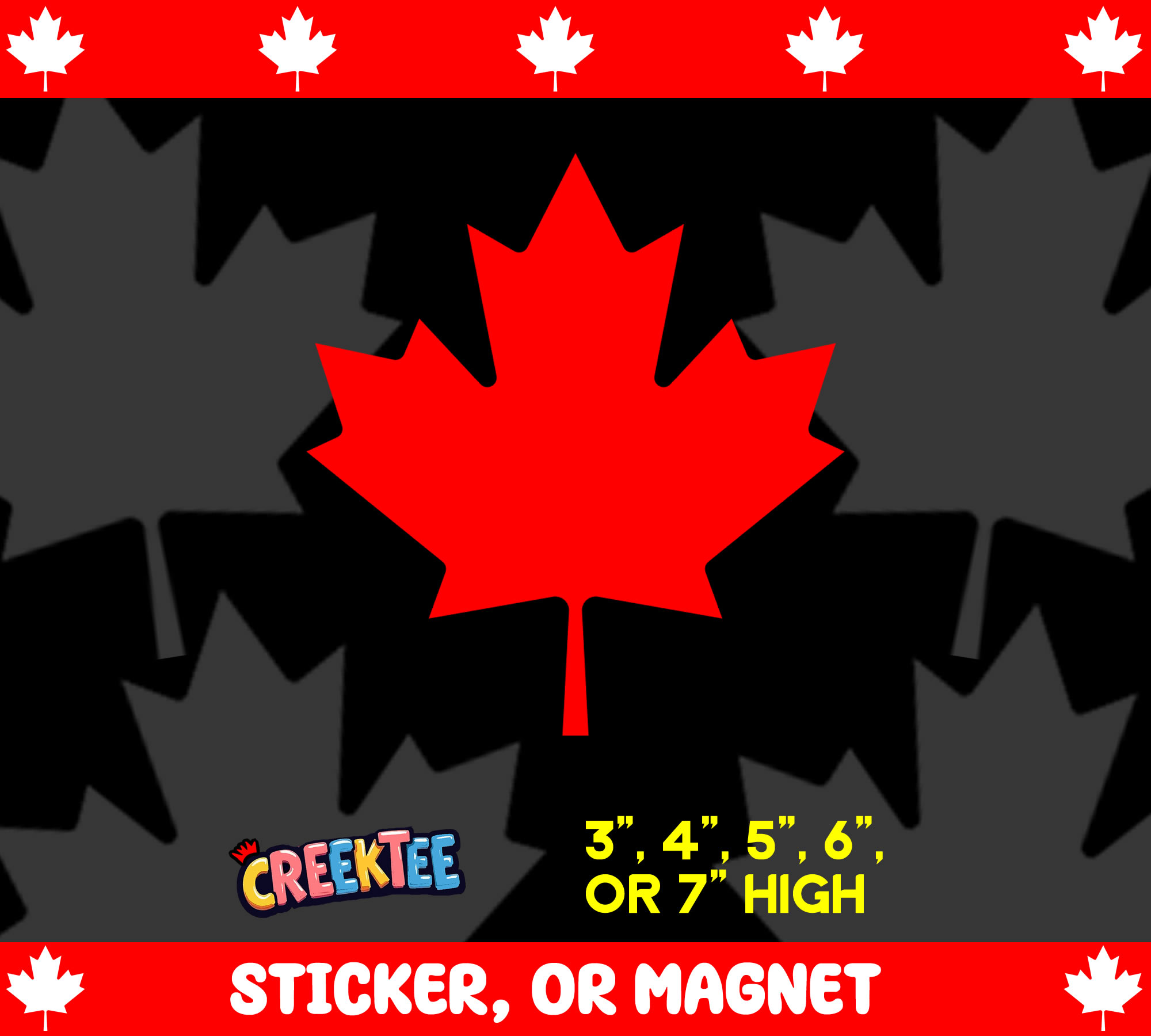 Maple Leaf Die Cut Vinyl Sticker  Window Cling or Magnet with Laminate Coating in Various Sizes