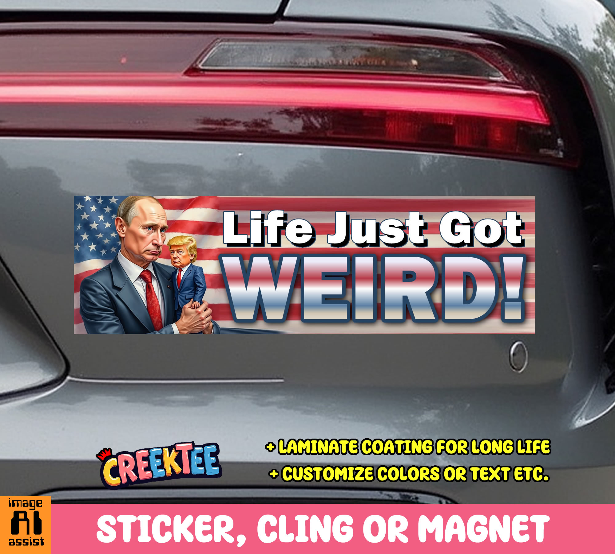 Life Just got WEIRD  Vinyl Bumper Sticker  Window Cling or Magnet in UV Laminate Coating and Various Sizes
