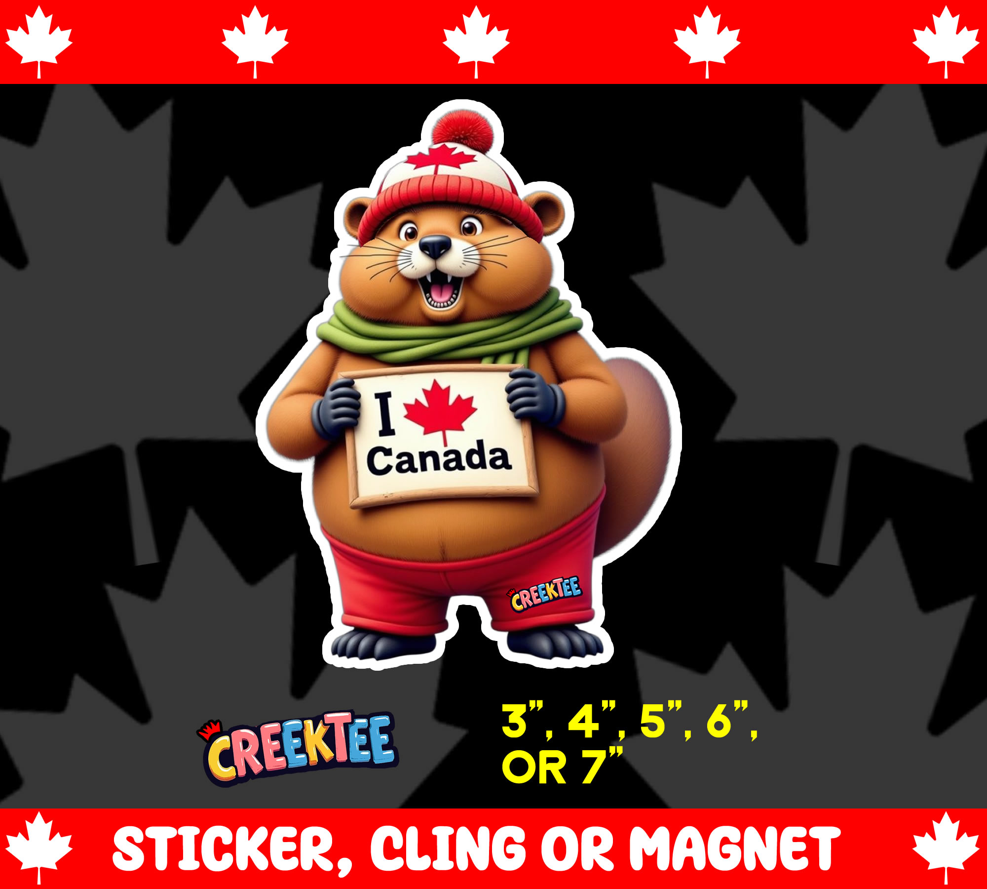 I Love Canada Die Cut Vinyl Sticker  Window Cling or Magnet with Laminate Coating in Various Sizes
