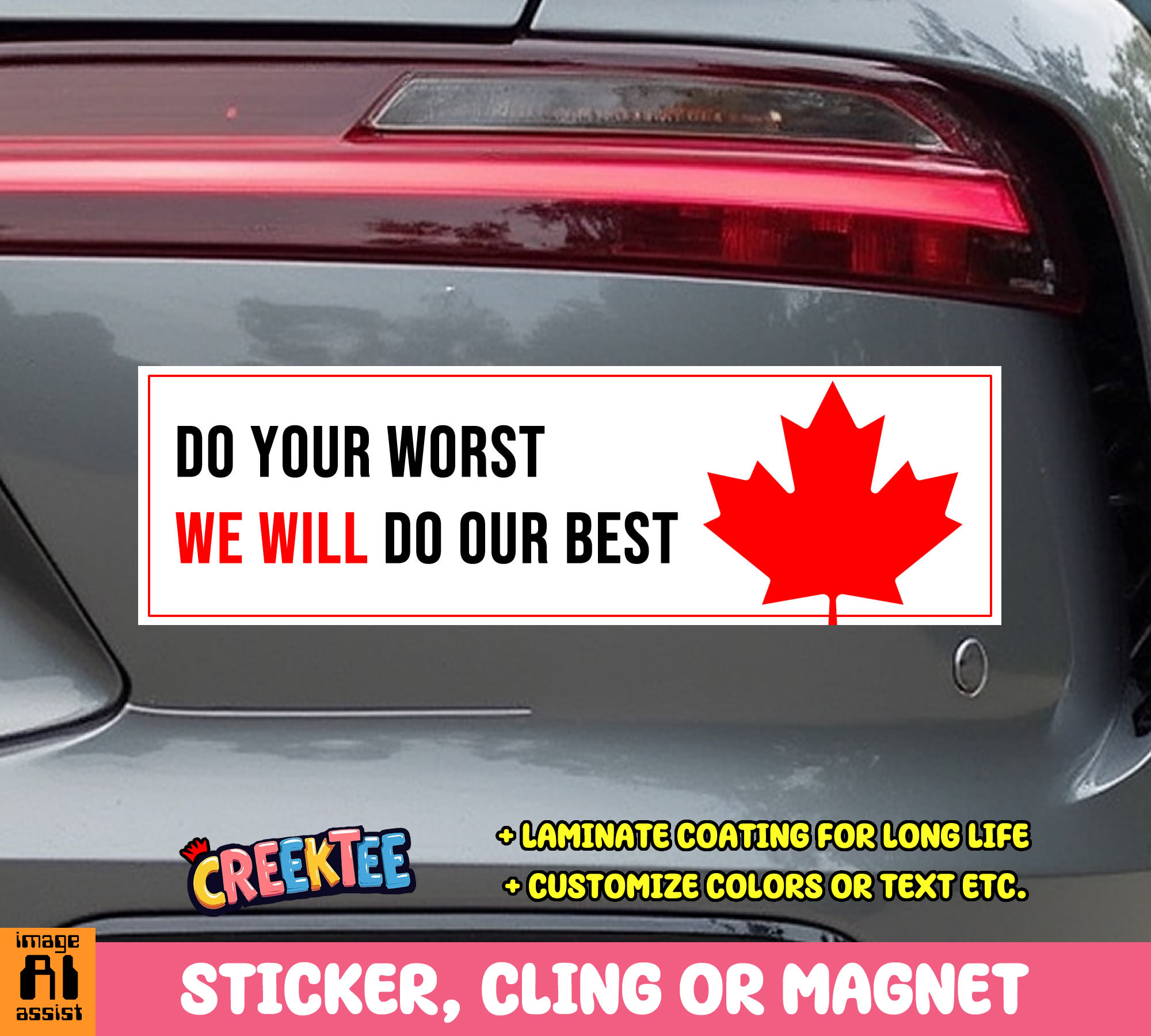 Do Your Worst  We Will Do Our Best Vinyl Bumper Sticker  Window Cling or Magnet in UV Laminate Coating and Various Sizes