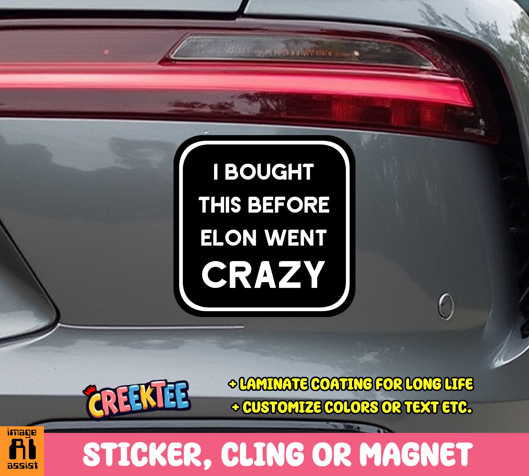 I Bought this Before Elon went Crazy Vinyl Sticker  Window Cling or Magnet with Laminate Coating in Various Sizes