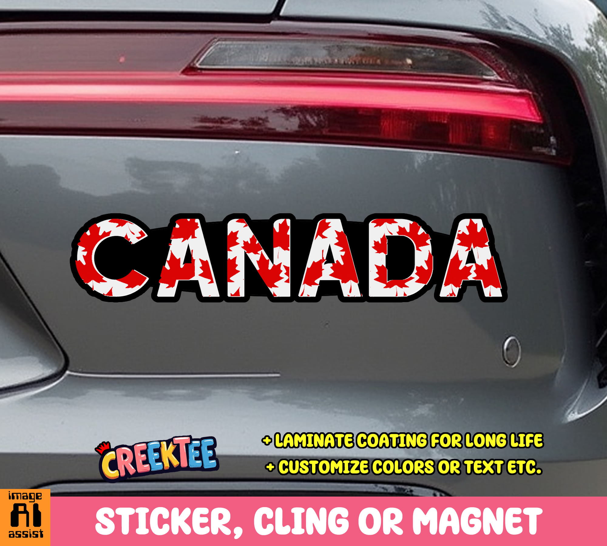 Canada Die Cut Vinyl Sticker  Window Cling or Magnet with Laminate Coating in Various Sizes