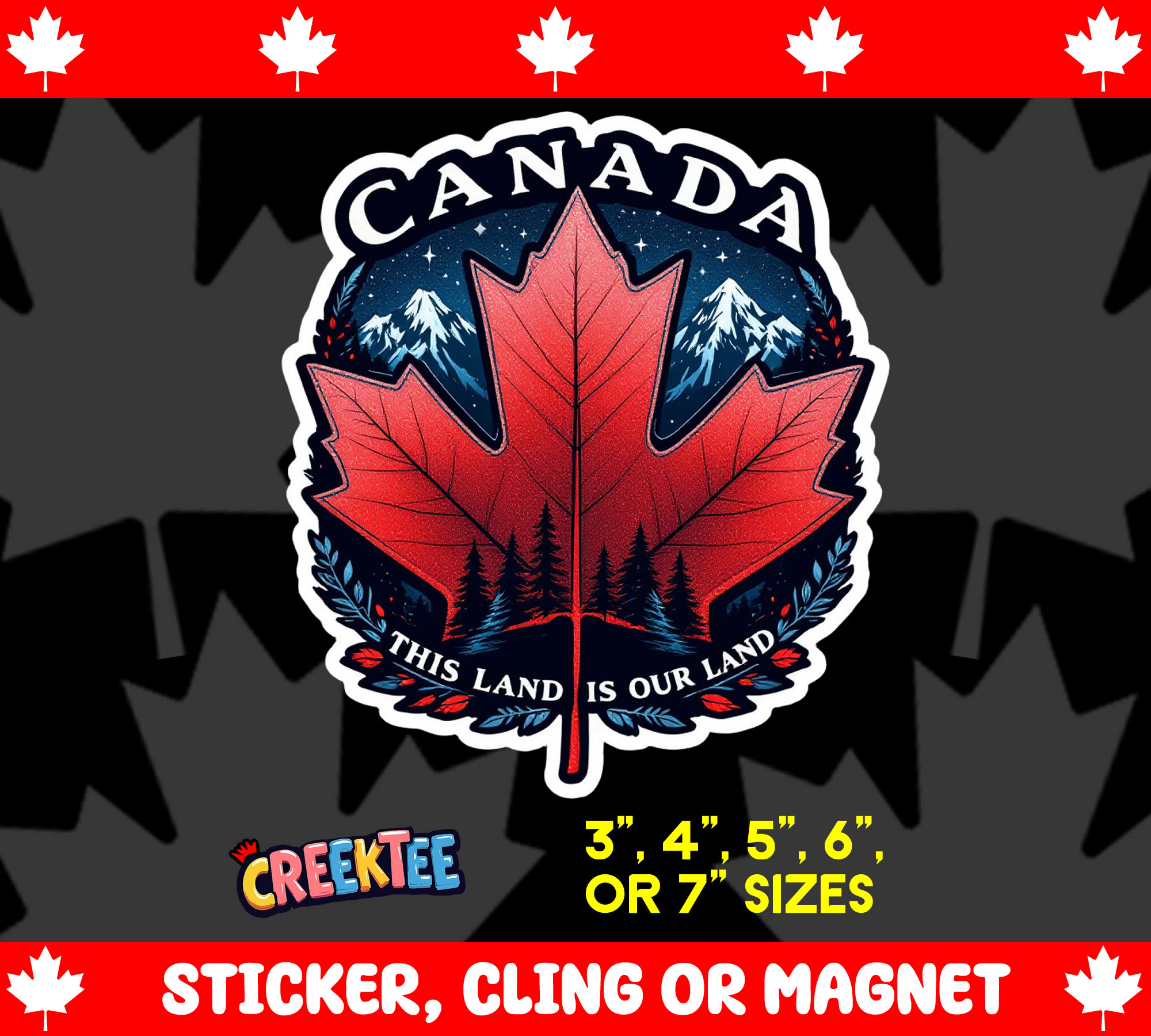 Canada  This Land is Our Land Die Cut Vinyl Sticker  Window Cling or Magnet with Laminate Coating in Various Sizes