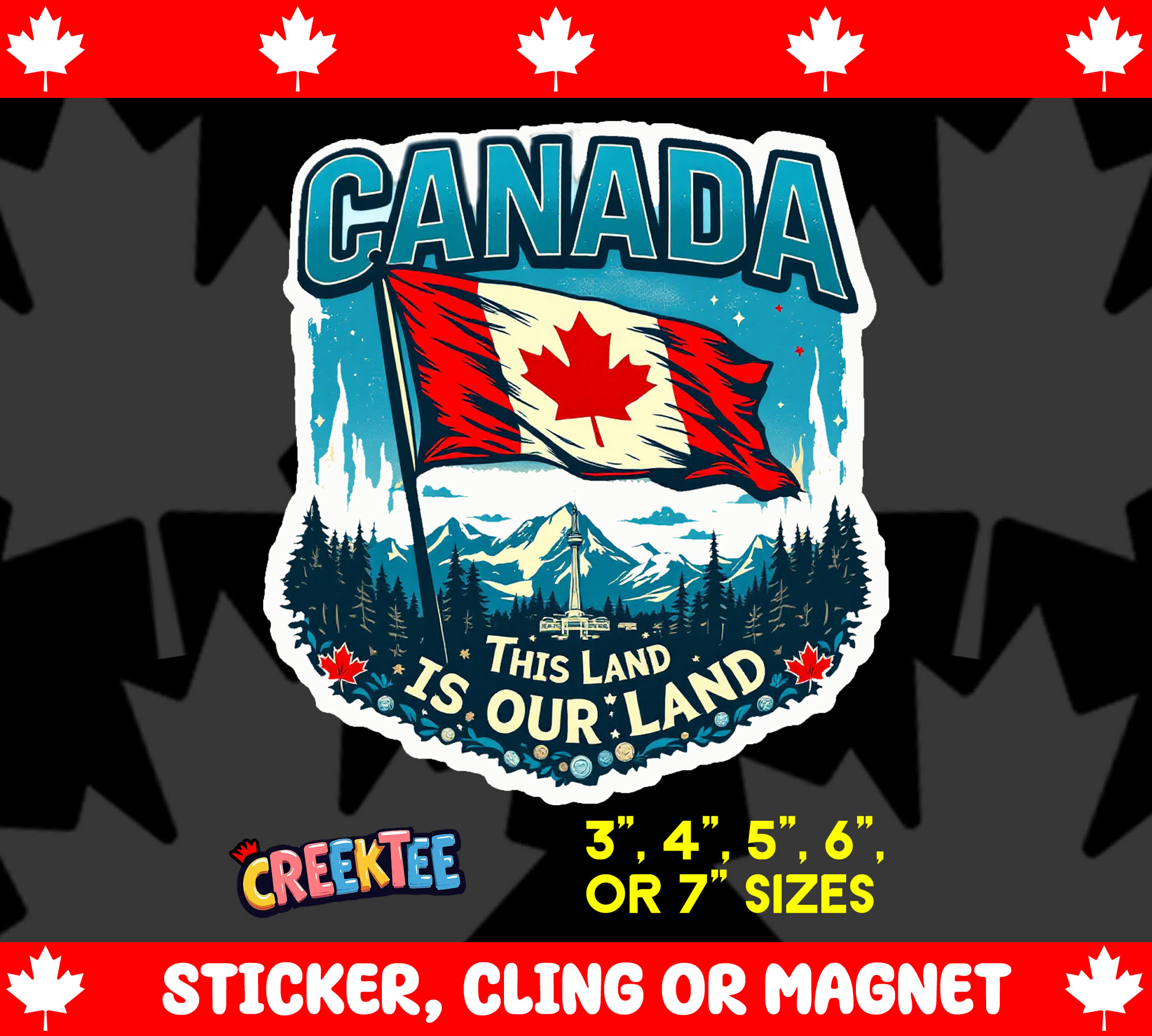 Canada  This Land is Our Land Die Cut Vinyl Sticker  Window Cling or Magnet with Laminate Coating in Various Sizes