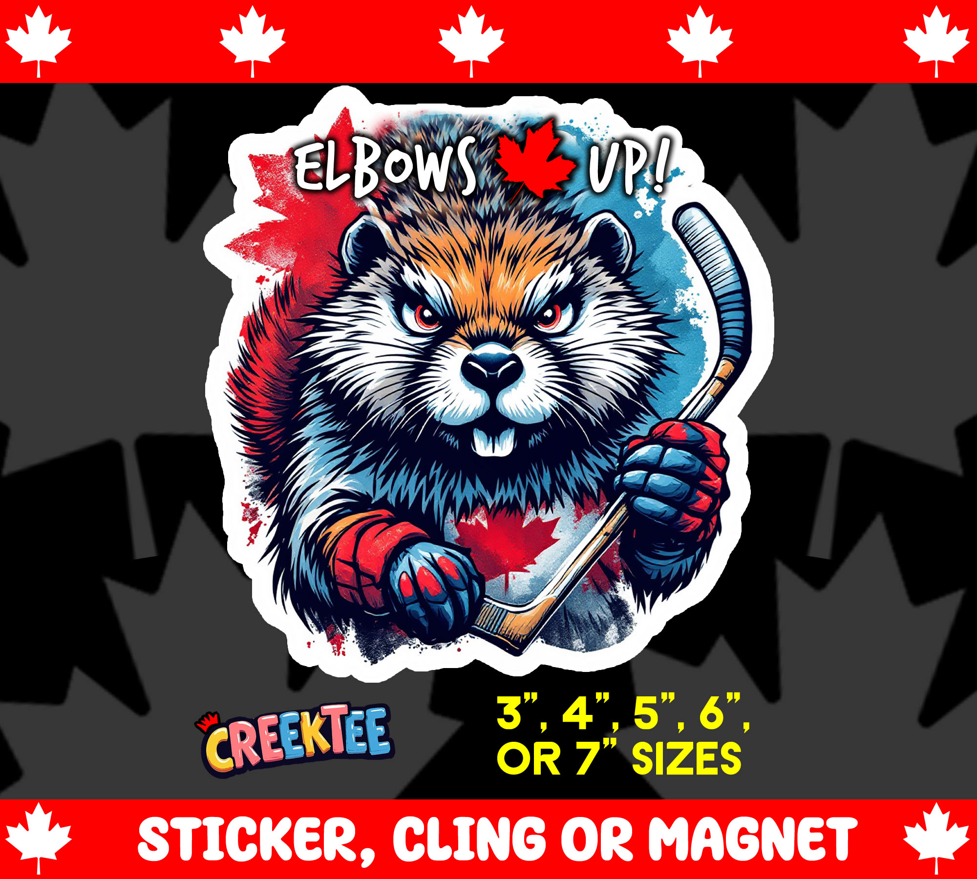 Elbows Up Die Cut Vinyl Sticker  Window Cling or Magnet with Laminate Coating in Various Sizes