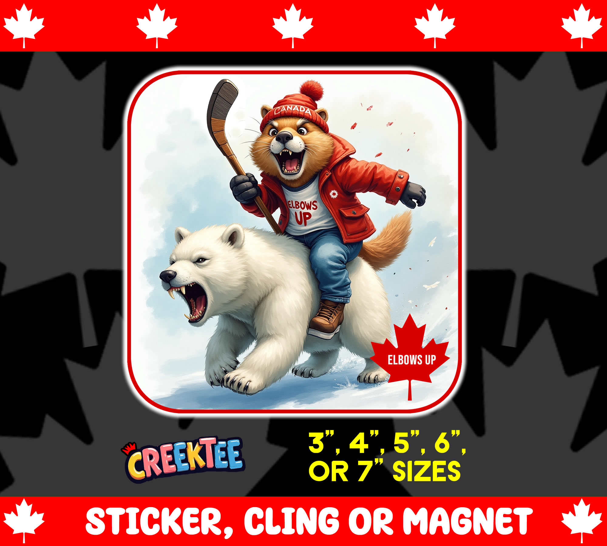 Canada Strong  Elbows Up Vinyl Sticker  Window Cling or Magnet with Laminate Coating in Various Sizes