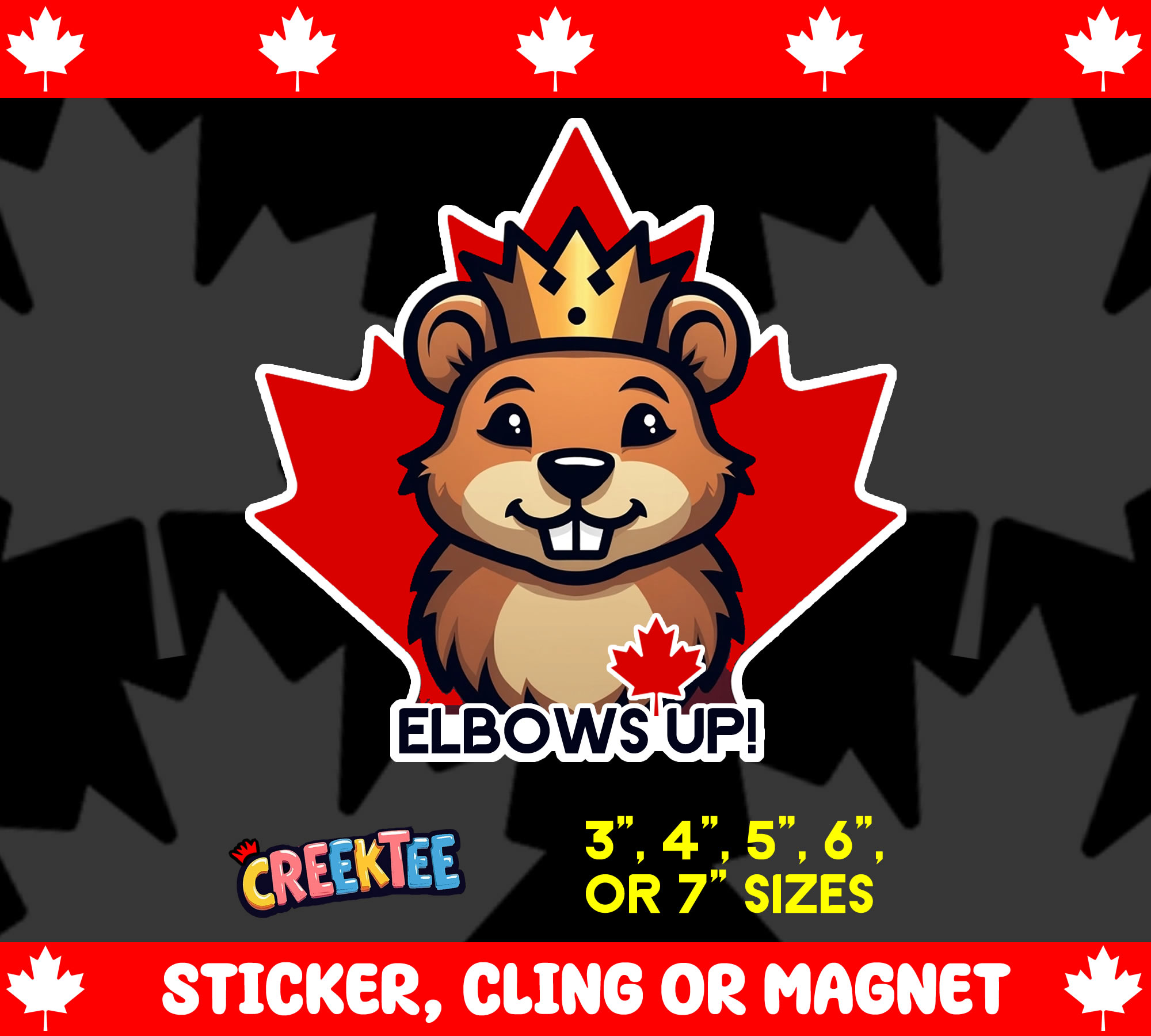 Elbows Up  Die Cut Vinyl Sticker  Window Cling or Magnet with Laminate Coating in Various Sizes
