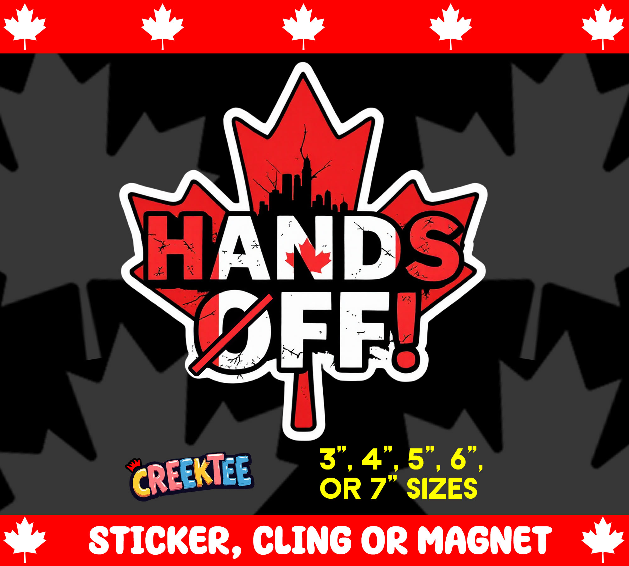 Hands Off  Die Cut Vinyl Sticker  Window Cling or Magnet with Laminate Coating in Various Sizes