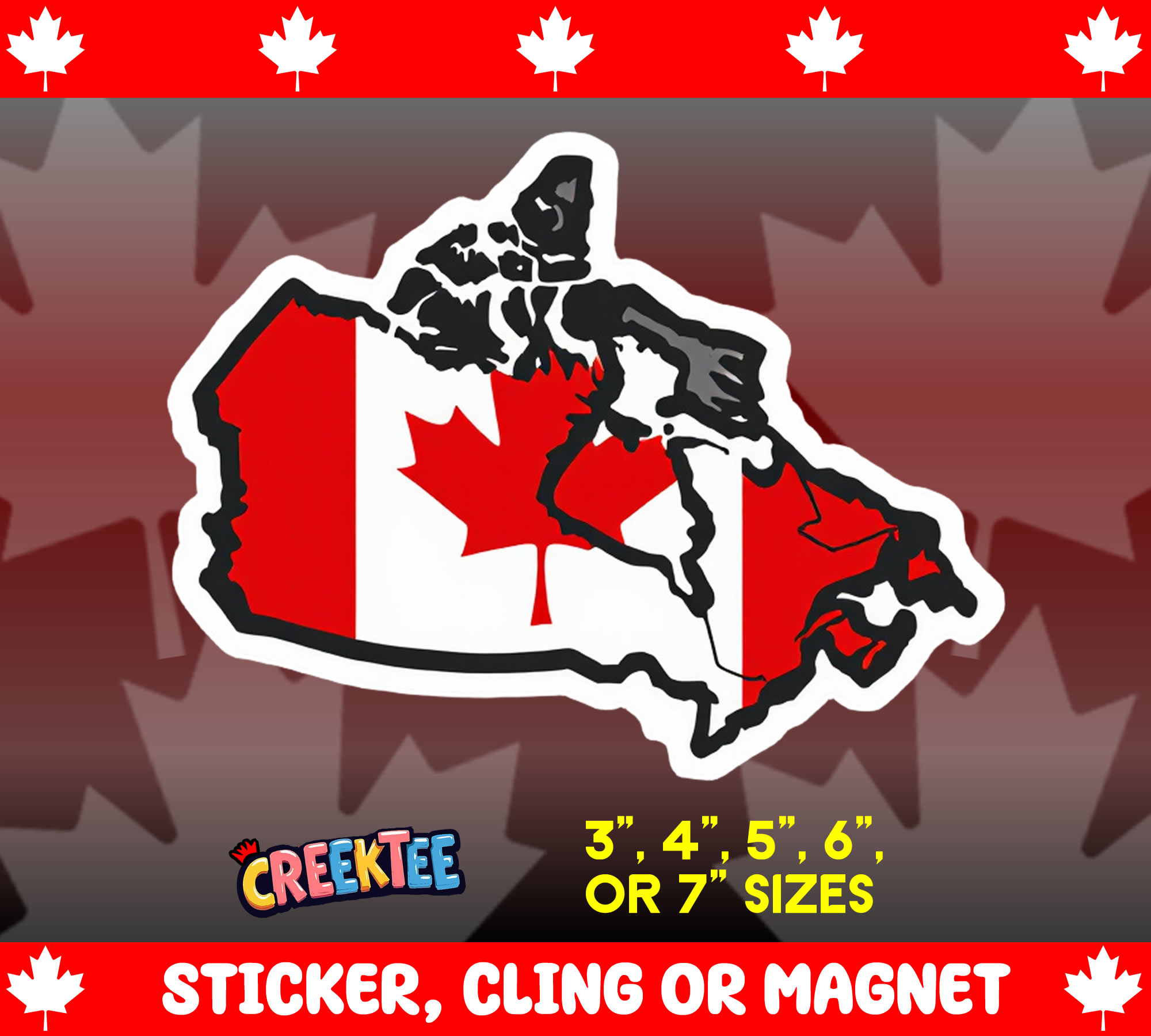 Canada Strong Die Cut Vinyl Sticker  Window Cling or Magnet with Laminate Coating in Various Sizes