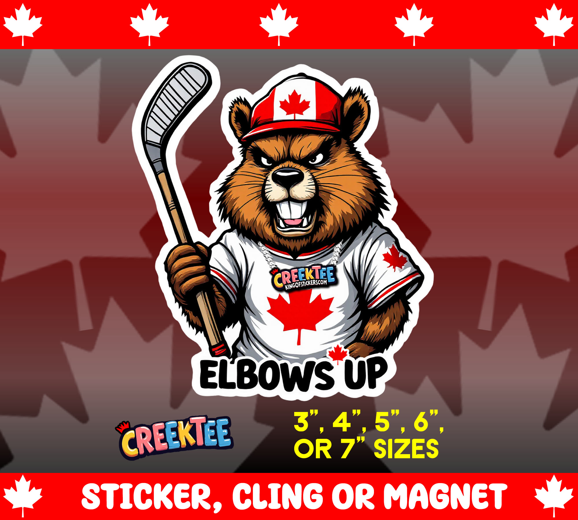 Elbows Up Die Cut Vinyl Sticker  Window Cling or Magnet with Laminate Coating in Various Sizes