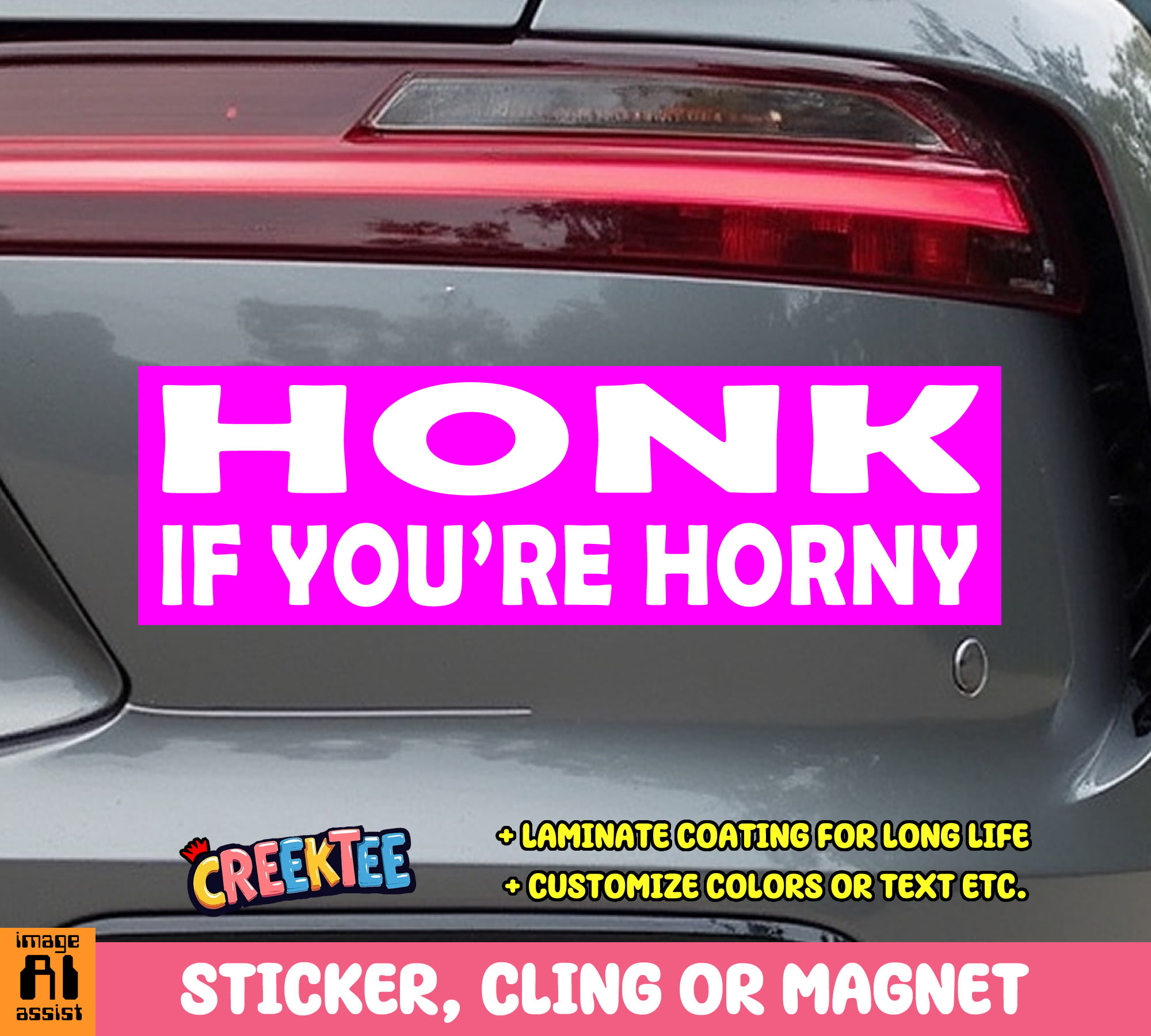Honk if you re horny Vinyl Bumper Sticker  Window Cling or Bumper Sticker Magnet in UV Laminate Coating