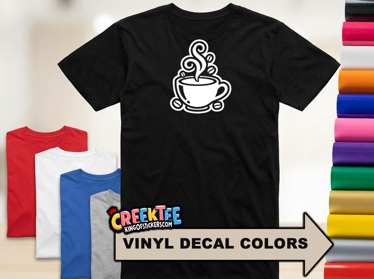 Coffee HTV Vinyl Print T-Shirt in Assorted Sizes and Colors 
