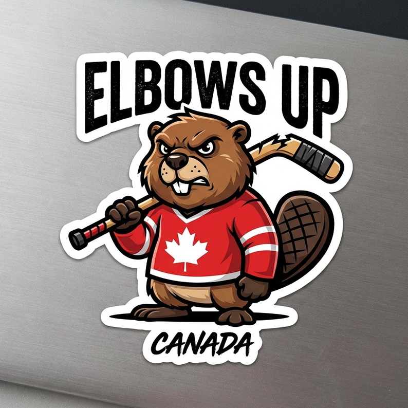 Elbows Up Canada Die Cut Vinyl Sticker  Window Cling or Magnet with Laminate Coating in Various Sizes