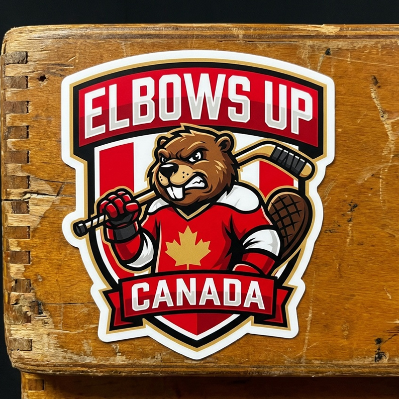 Elbows up Canada Die Cut Vinyl Sticker  Window Cling or Magnet with Laminate Coating in Various Sizes