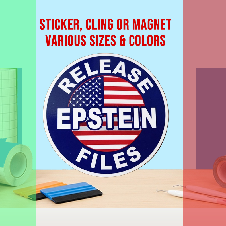 Release Epstein Files Die Cut Vinyl Sticker  Window Cling or Magnet with Laminate Coating in Various Sizes