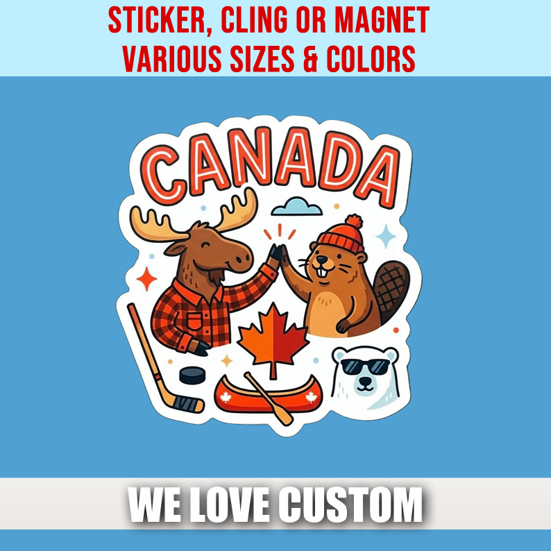 Canada Die Cut Vinyl Sticker  Window Cling or Magnet with Laminate Coating in Various Sizes